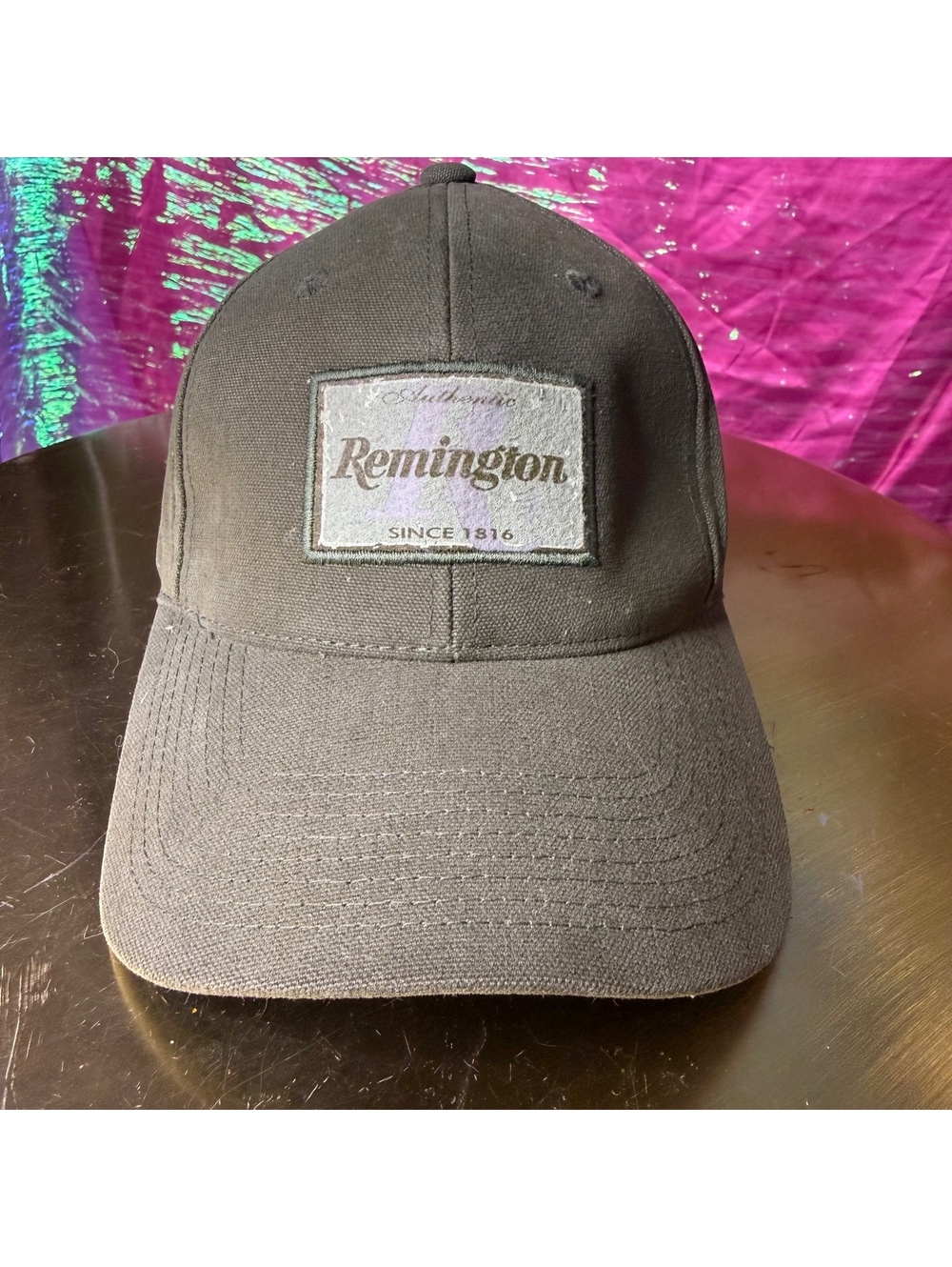 Remington Since 1816 Authentic Patch Hat Black Canvas Outdoor Cap Hunting Logo